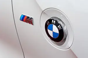 Motorcar Prints: BMW and M emblems on the side of a 2007 BMW Z4 at the 2007 North American International Auto Show