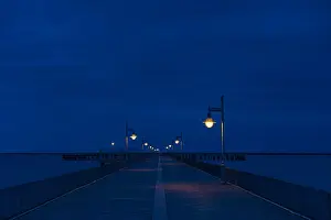 Delaware Prints: Boardwalk pier at night, Cape Helopen State Park, Delaware