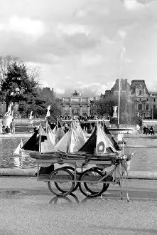 Jardin Prints: Boats for Hire in Jardin des Tuileries Gardens, Lourve Art Museum, Paris, France
