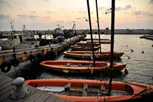 Reflect Prints: boats parking in jetty, gulf, amazing sunset