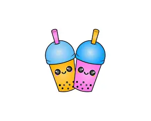 Milky Prints: Boba Milk Tea Logo, Bubble Tea