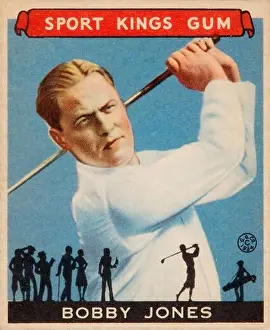 Blue Background Prints: Bobby Jones, Sport Kings Gum, card