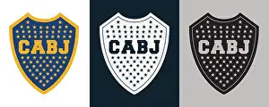 Junior Prints: Boca Juniors Color Black and White 3 Style Logo Argentine professional football club