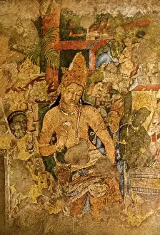Caves Prints: bodhisatva padampani, Ajanta Caves, Aurangabad, Maharashtra, India, Asia Indian fresco