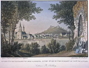Riverfront Prints: Bodmer Bingen Burg Klopp