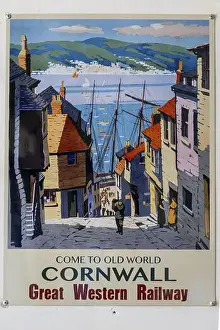 Railway Stations Prints: Bodmin, Cornwall, UK, June 13. Tourist poster at the General railway station in Bodmin