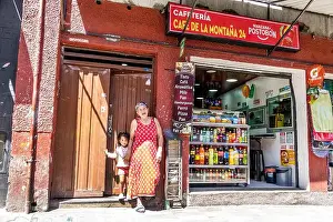 Santa Fe Prints: Bogota Colombia, Santa Fe, convenience cafe bodega bodegas store stores business businesses shop shops market markets
