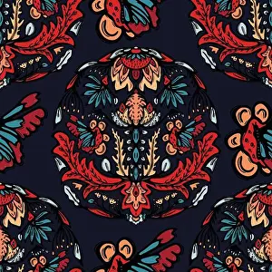 Eastern European Prints: Boho flower mandala vector all over print