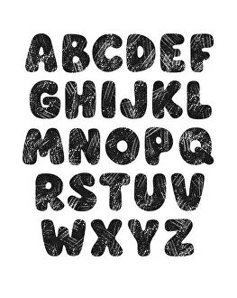 Distressed Prints: Bold grunge alphabet with scratched texture
