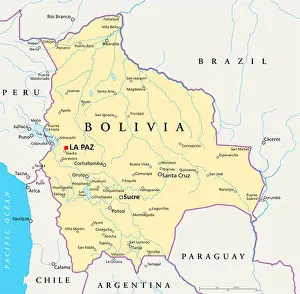 Tropical Climate Prints: Bolivia Political Map