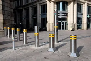 West Midlands Prints: Bollards in Colmore Row, Birmingham, West Midlands, England, UK