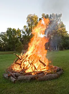 Flames Prints: bonfire fire outdoors wood rural large flames burn burning outside