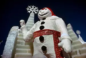 The Bonhomme is the official mascot of the Quebec Winter Carnival. Quebec City - Quebec - Canada