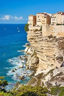 Images Dated 24th September 2015: Bonifacio Old Town, Limestone Cliff, Corsica Island, France