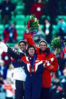 Caucasians Prints: Bonnie Blair (USA) wins the gold medal in the women's 500m long track speed skating with Susan Auch (CAN)