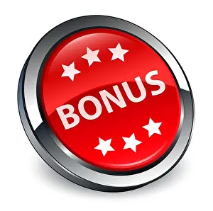 Extra Prints: Bonus icon isolated on 3d red round button abstract illustration