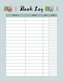 Tracker Prints: Book log printable page. Template for listing and reviewing books