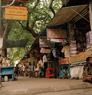 Bookshop Prints: Book seller in College Street in Kolkata Calcutta in West Bengal in India in South Asia