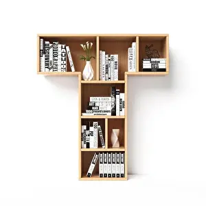 Bookshelf Prints: Bookshelves 3d font. Alphabet in the form of book shelves