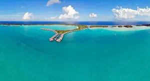 Tahiti Prints: BORA BORA, FRENCH POLYNESIA -4 DEC 2018- Aerial view of overwater bungalow villas at the St Regis Resort Bora-Bora