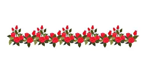 Adornment Prints: A border of bright red, graceful