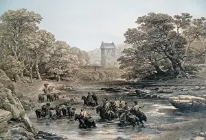 Original Prints: Border reivers at Gilnockie Tower, from an original drawing by G. Cattermole