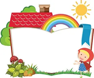 Storybook Prints: Border template with cute girl illustration