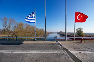 Turkish Flag Prints: The borders between the countries Greece and Turkey