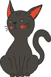 Witch Prints: Bored impudent black cat with green eyes, pet, witch helper