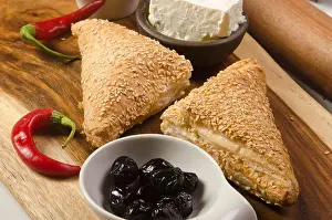 Foods Prints: Borek (Also Burek) a Turkish pastry filled with cheese or potato or mushroom with black olives