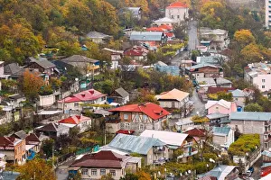 Landscape House Prints: Borjomi, Samtskhe-Javakheti, Georgia - Aerial View Cityscape Of Borjomi Resort City Autumn October Day