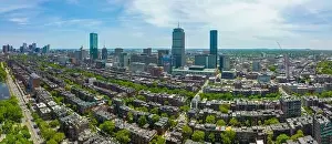 Square Street Prints: Boston Back Bay modern city skyline including John Hancock Tower