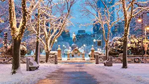 United States Of America Prints: The Boston Commons with the Boston Public Garden in the winter season