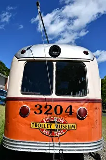Kingston Prints: Boston PCC Trolley 3204 at Trolley Museum of New York in Kingston, New York