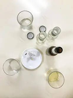 Stockimo Prints: Bottles and glasses. View from above