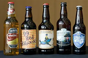 Hook Prints: Bottles of Real Ale beer brewed in England