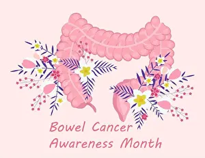 Microorganism Prints: Bowel cancer awareness month concept vector