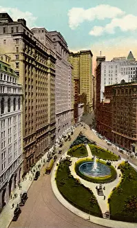 Bowling Prints: Bowling Green & Broadway. New York City. 1930