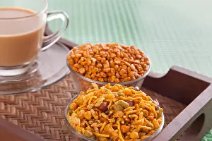 Indian Culture Prints: Bowls of snacks and tea