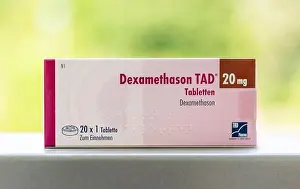 Tablets Prints: A box of 20x 20mg Dexamethasone tablets