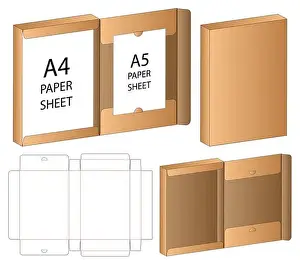 Drawer Prints: Box packaging die cut template design. 3d mock-up