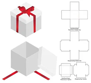 Drawer Prints: Box packaging die cut template design. 3d mock-up