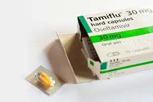 Tablets Prints: A box of Tamiflu with a tablet on display