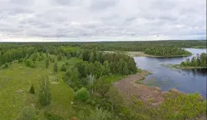High North Prints: Boxholm in Sweden, panorama of a forested region and Arrebo lake