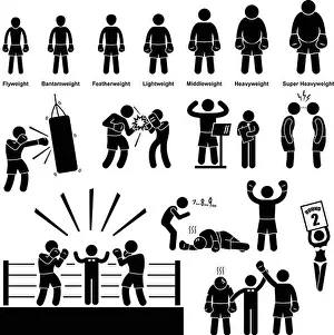 Boxer Prints: Boxing Boxer Stick Figure Pictogram Icon