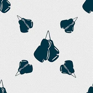 Hobbies Prints: boxing gloves icon sign. Seamless pattern with geometric texture. Vector