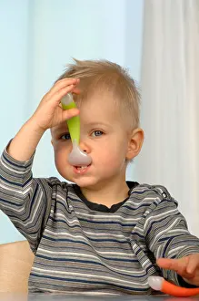Casuals Prints: Boy (1-2) with spoon in mouth