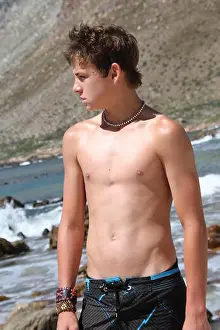 boy model on beach