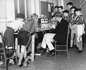 Scout Prints: Boy scouts learning radio transmitting, 1960s