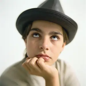 Imitation Prints: Boy wearing hat, looking up, portrait